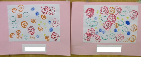 ももさん(満３歳)は野菜スタンプをしました。